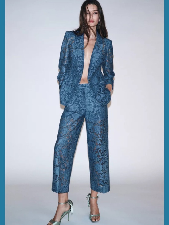 Zara Pants - Zara Cropped Trousers Pants With Lace Size Medium 8385/846/400